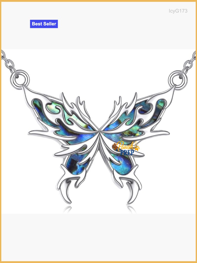 925 Sterling Silver Butterfly Pendant Necklace With Abalone Shell, 18-20 Inch